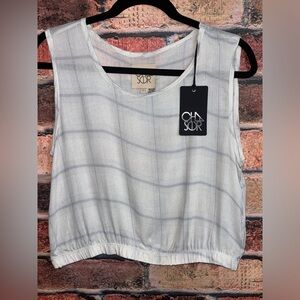 Chaser Sleeveless Thin Lightweight Elastic Waistband Stripe Top Size Small